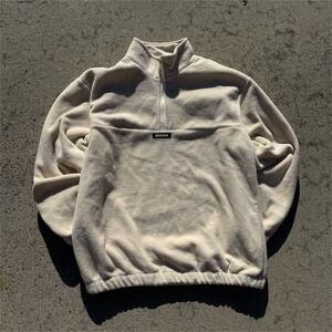 DESIGN Ivory Fleece 1/2 Zip Pullover Sweatshirt Mock Neck Men's Regular